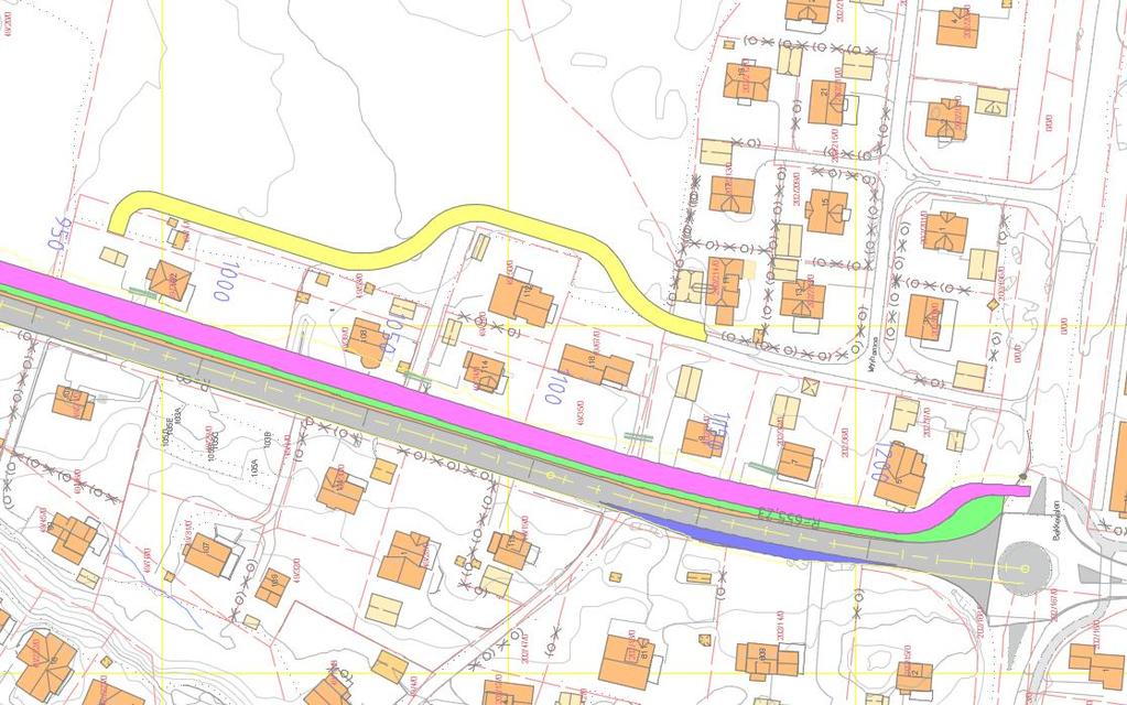 9 av 12 For bebyggelsen nordøst for rundkjøringen ved Bekkeveien foretas en tilsvaende avkjørselssanering ved at det bygges ny atkomstveg i forlengelse av Myrhamna.