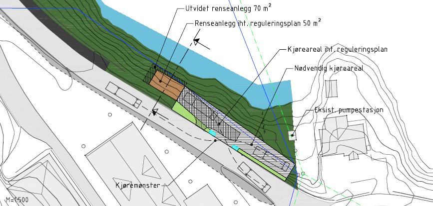 Arealet som i dag er regulert til kommunaltekniske anlegg er begrenset.