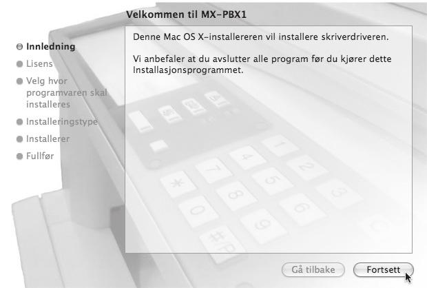 7 Lisensavtalevinduet kommer opp. Pass på at du forstår innholdet i lisensavtalen, og klikk deretter på [Fortsett]-knappen.