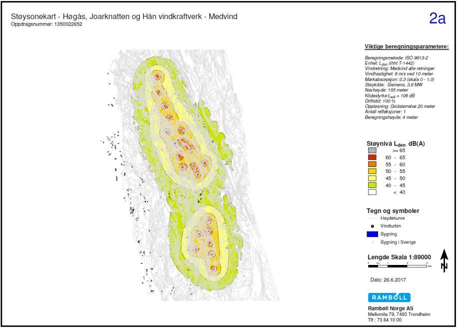 Figur 18 Støysonekart for Høgås,