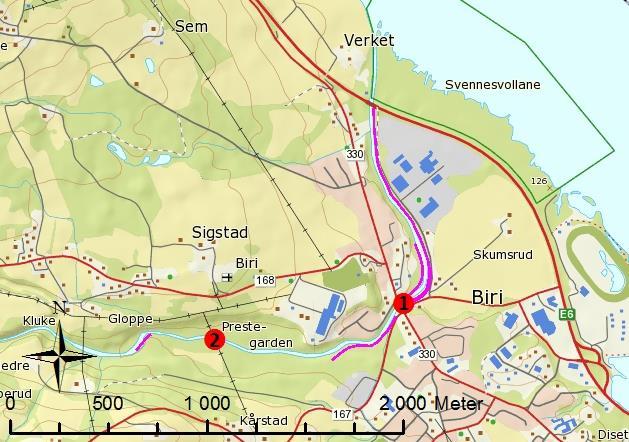 13 Vismunda Kommune: Gjøvik Koordinater UTM 32V: Stasjon 1: 587103 6759136 Stasjon 2: 586144 6758950 Dato: 16.08. Vismunda munner ut i Mjøsa ved Biri.