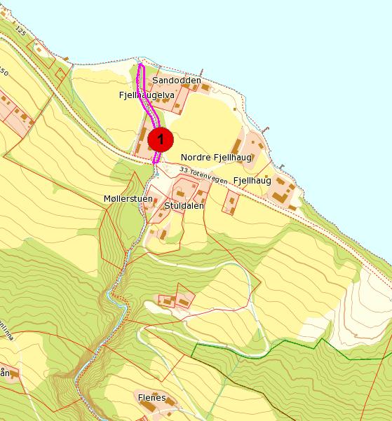 20 Fjellhaugelva Kommune: Østre Toten Koordinater UTM 32V: Stasjon 1: 614261 6723528 Dato: 14.07. oppvekstområder. Fjellhaugelva er en liten elv som munner ut i Mjøsa sør for Totenvika.