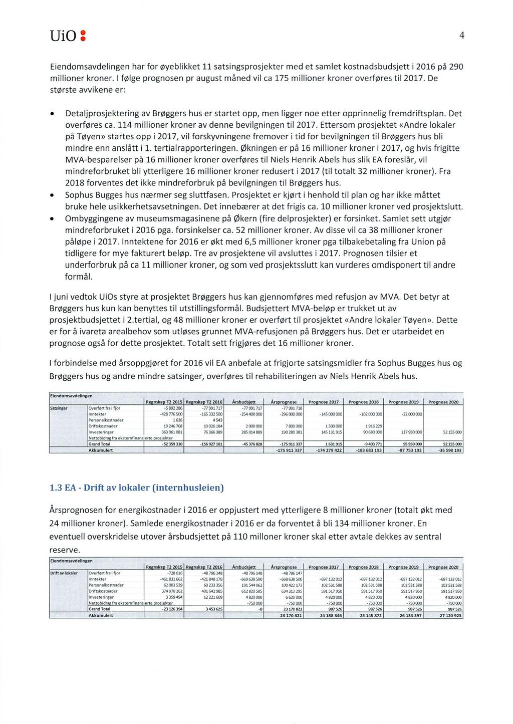 UiO 3 4 Eiendomsavdelingen millioner største. kroner. har for øyeblikket ifølge avvikene av Brøggers ca. 114 millioner på Tøyen» mindre startes MVA besparelser.