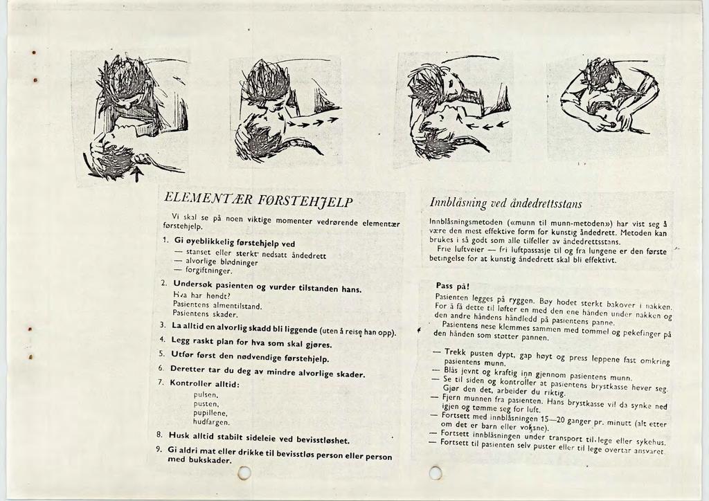 ELEAIENTÆR FORSTETIJELP Vi skal se på noen viktige momenter vedrørende elementær førstehjelp. 1.