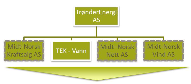 Strategisk retning/fundament TrønderEnergi-Gruppen i 2016 Færre og større enheter Helt eller delvis eierskap i datterselskaper Utvikle