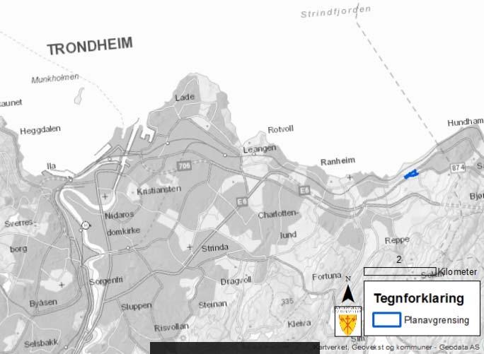 Oversiktskart som viser planområdets beliggenhet,