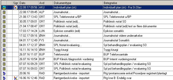 Gjenfinning av dokumenttyper og betegnelse Tips: Ha dokumenttype og betegnelse ved siden av