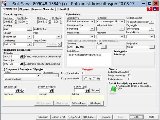 Kopiering av merknad fra Konsultasjonsbildet (poliklinikk): På