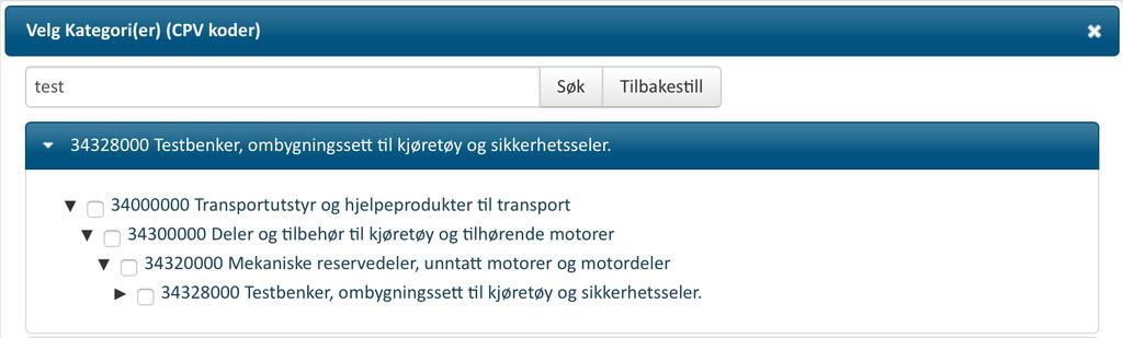 Kategorier (CPV-koder) For å filtrere kategorier benytter Doffin CPV (Common Procurement Vocabulary) kodesystem for å kategorisere virksomhetssektorer.