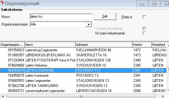 Registrering av PLO-kommune Kommune heter ikke PLO bakerst i navnet LØTEN KOMMUNE