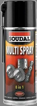 H HAUSKEN SOUDAL MULTISPRAY 14/9 2017 00 PRODUKTBESKRIVELSE: Multispray er en høykvalitets universalspray med 8 typiske egenskaper: rustløser, smøremiddel, rens, vannavvisende, penetrerende olje,