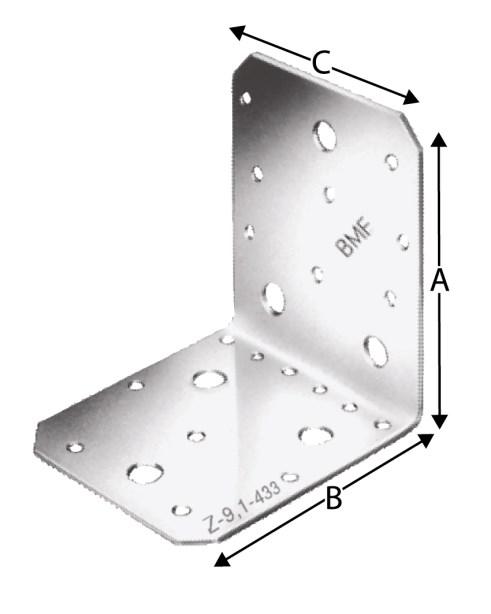 BYGGBESLAG 14/9 2017 04 VINKELBESLAG MED RIBBE: Fremstilt av varmforsinket stålplate. Kanter og hullkanter er ikke forsinket. ART. NR. A B C T PR.