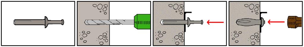 Pluggen er galvanisert, og spikeren er el. sink. ART. NR. DIMENSJON Ømm X Lmm BOR- DIA. FESTE- LENGDE PR. KART. PR. ESKE PR. STK.