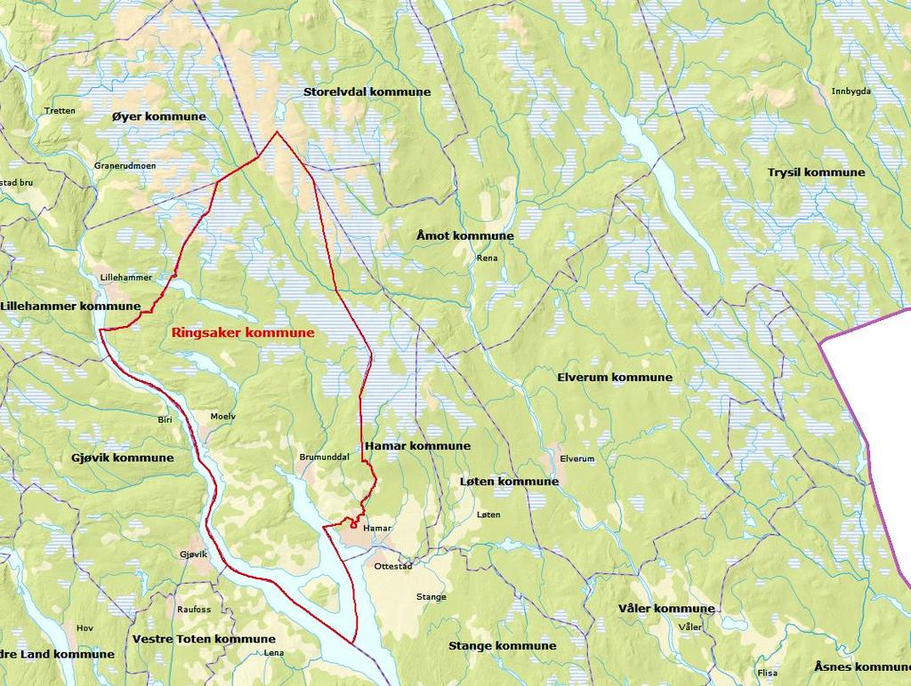 Ringsaker kommune 1 280 kvadratkilometer 33