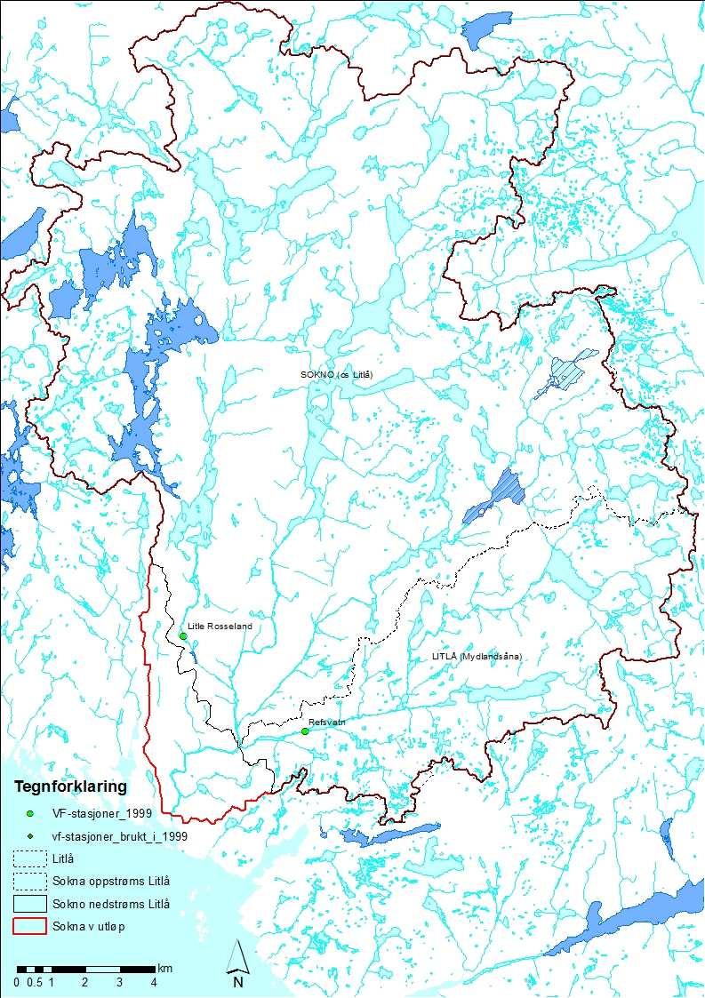 1 Beskrivelse av oppgaven Flomsonekart ble konstruert for nedre del av Sokna, fra utløpet i sjøen, gjennom Hauge sentrum, opp til Måhølen i Litlå og opp til samløpet med Ålgårdselva, se figur 1,