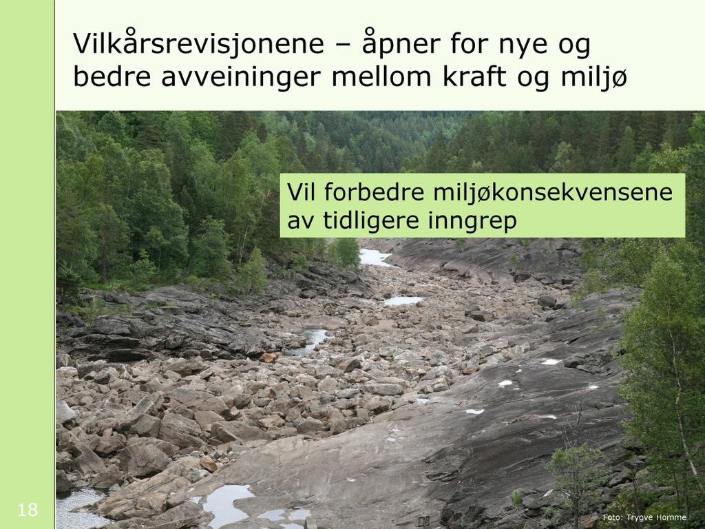 [Bildet er fra Otra] I revisjonssakene har vi også mulighet til å forebygge noe av sårbarheten for naturmangfoldet av klimaendringene, som jeg snakket om innledningsvis.