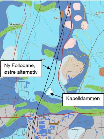 Grunnforhold Motfylling vil bli benyttet i områder med utilstrekkelig bæreevne i grunnen (rett nord