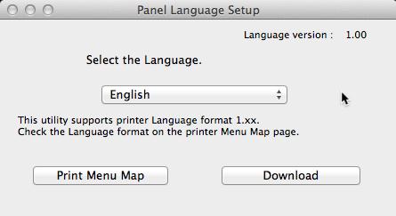 Mac OS X-verktøy Mac OS X-verktøy Dette kapittelet forklarer hvilke verktøy du kan bruke i MAC OS X. Språkoppsett for panel Du kan endre visningsspråket på operatørpanelet.