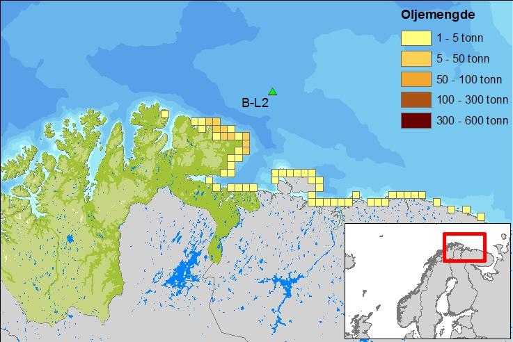 Oljedriftsmodelleringene viser at et uhellsutslipp fra lokasjon B-L2 vil kunne føre til påslag av olje langs Finnamarkskysten og russiske kystområder tilknyttet Barentshavet.