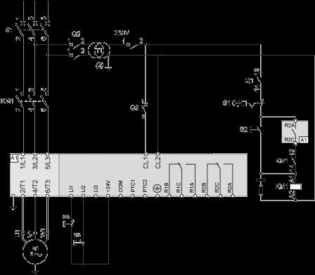 230 Vac control, logic Inputs (LI) 24 Vdc, 2-wire control,freewheel stop Connection in the motor delta winding in series with each winding Wiring ATS22 soft starters connected to motors with the