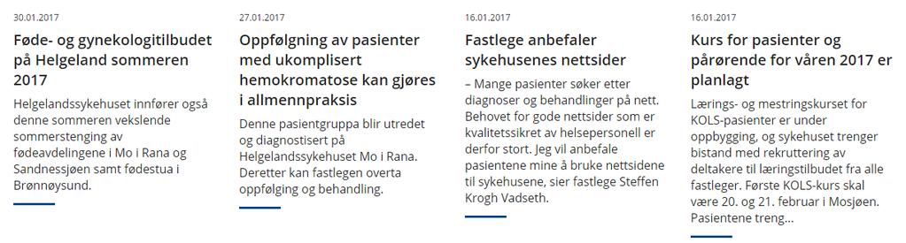 Regional oversiktsside: Nettsider for samhandling Finnmarkssykehuset Nettsider Nordlandssykehuset Nettsider Helgelandssykehuset Nettsider