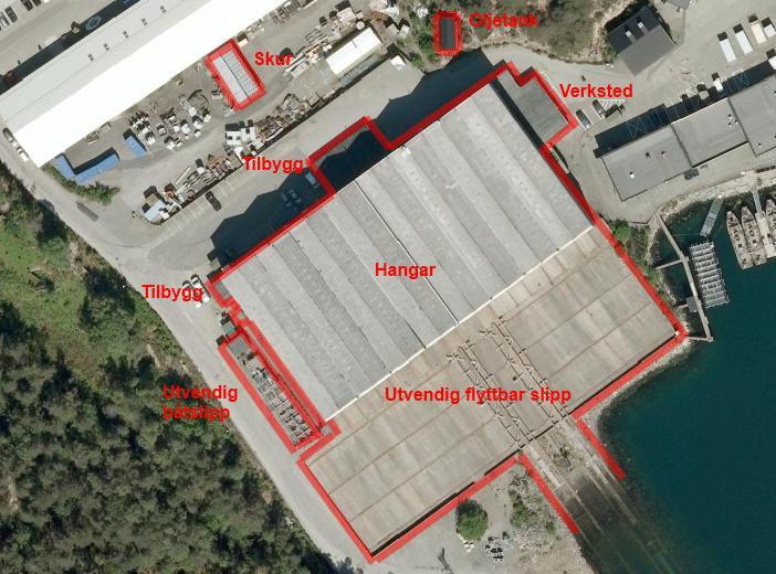 2.3.2 MTB-hangar og tilhørende anlegg Dette omfatter riving av selve hangaren med verkstedstilbygg (nordøst), tilbygg for vinsjrom, lagerrom og malingsbu, utvendig båtslipp med tilhørende vinsjhus,
