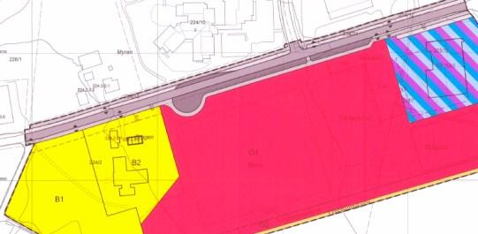 Utsnitt fra KPA Gjeldende reguleringsplaner Planområdet omfatter hele planområdet til r0328j Reguleringsplan for Spongdal skole gnr. 25/27 vedtatt 16