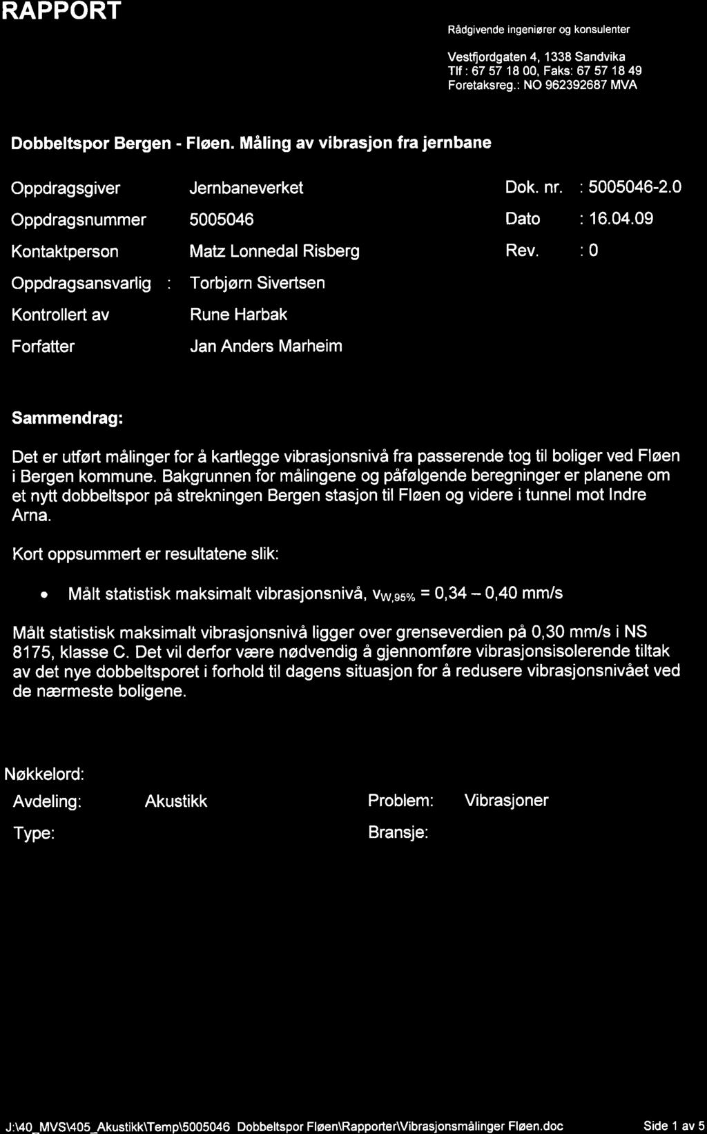 Norconsuh å Rådgivende ingeniører og konsulenter Vestfordgaten 4, 1338 Sandvika Tlf: 67 57 18 00, Faks: 67 57 18 49 Foretaksreg.: NO 962392687 MVA.