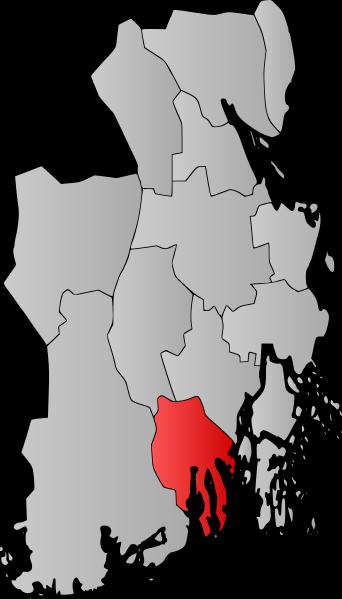 5.4 Områdebeskrivelse Sandefjord Figur 4: Kart over «gamle» Sandefjord kommune i Vestfold fylke, før kommunesammenslåingen 1.