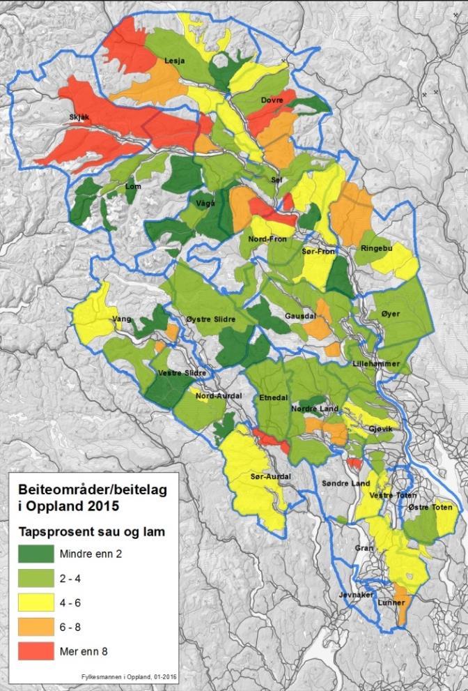 7 Tap av alle husdyr utover normaltap anses som tapt til rovvilt når følgende kriterier er oppfylt: a) Beiteområdet har fast bestand av rovvilt, b) det er påvist regelmessig rovviltskade på husdyr i