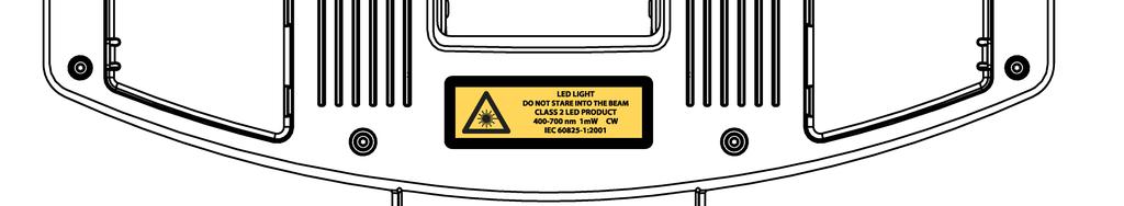 Advarselsetiketten om LED-lys som vist over er ment å informere brukeren om at dette er et Klasse 2 LED-produkt.