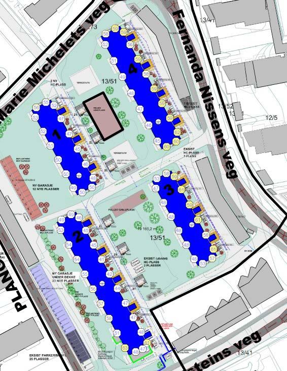 Side 16 av 20 Figur 4-10: Punktberegning av støynivå (LDEN) i 4. etasje, c+1,6 utenfor fasade i vertikalplanet. 4.3 Vurdering av utendørs støy i fasadeplanet og utendørs oppholdsareal Ved sammenligning av planløsningen for 4.