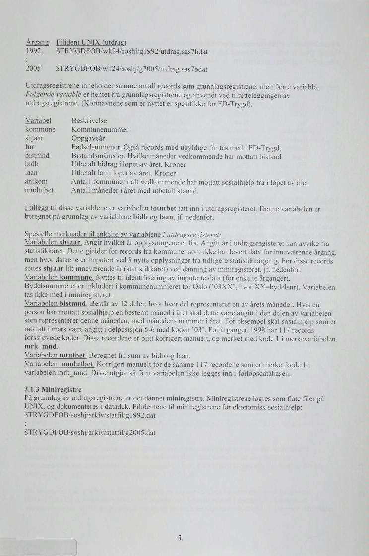 Årgang Filident UNIK (utdra 1992 STR YGDFOB/wk24/soshj/g 1992/utdrag.sas7bdat 2005 $TRYGDFOB/wk24/soshj/g2005/utdrag.