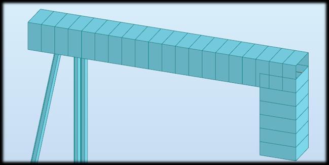 Tverrbjelke, søyle og peler (akse 9) Tverrbjelken i akse 9 er støpt sammen med en søyle på nordsiden av brua, slik at dette fungerer som en momentstiv rammekonstruksjon.