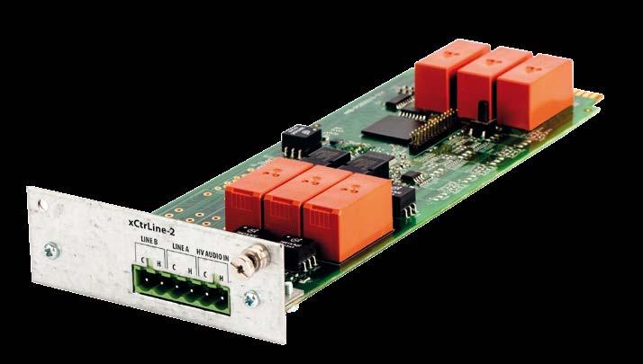 ABT-xCtrLine-2 kontrollkort med 2 høyttalerutganger ABT-xCtrLine-2 gir 2 uavhengige utganger for høyttalere (A, B). Kortet gjør det mulig å veksle mellom hoved- og reserveforsterkere.