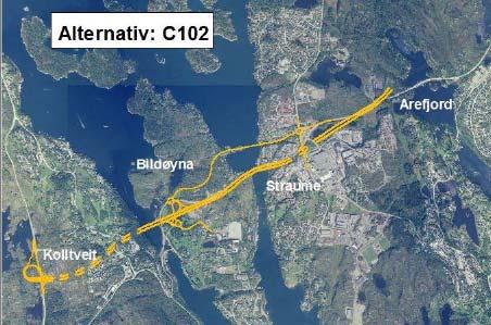 ha god tilgjenge for dei busette i området. Det er berre parallell lokalveg på Litlesotra og på Bergensida. Lokaltrafikken over sundet mellom Litlesotra og Drotningsvik må nytte ny hovudveg på ny bru.