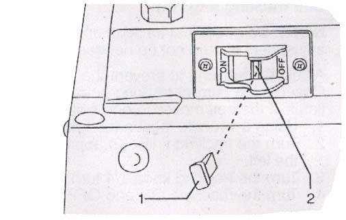 - 16 - Fig.19 22. Av og på bryter (fig.19) Bryteren er konstruert for å unngå uriktig og ukyndig bruk av maskinen. 1. Sett den gule nøkkelen (1) i senter av bryteren(2). 2. Nå kan bryteren trykkes på.