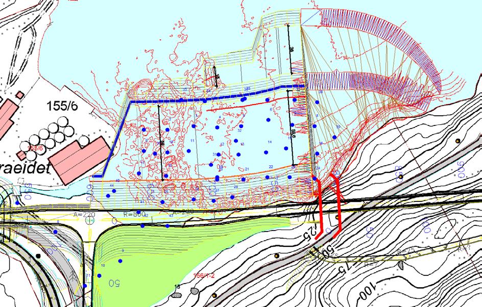 Geoteknisk rapport for reguleringsplan, Rv. 13 Lovraeidet-Rødsliane 3.3 Profil 600-800 (Fylling i sjøen Lovraeidet) Kart: Utfylling i Lovraeidet 3.3.1 Grunnforhold, vurderinger og anbefaling Grunnforholdene henvises til; Multiconsult AS, «Grunnundersøkelser.