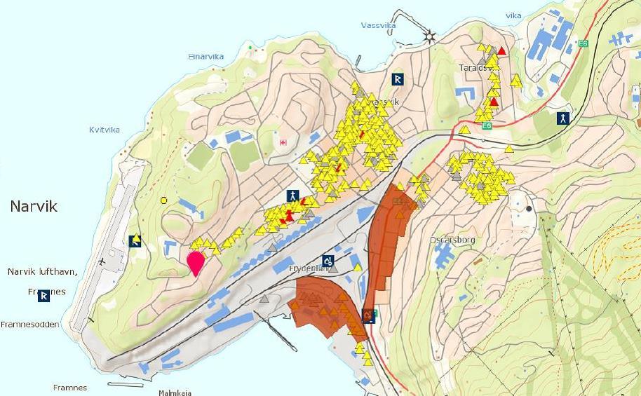 Situasjonsbeskrivelser Narvik Figuren under viser gjeldende miljøkart over Narvik.