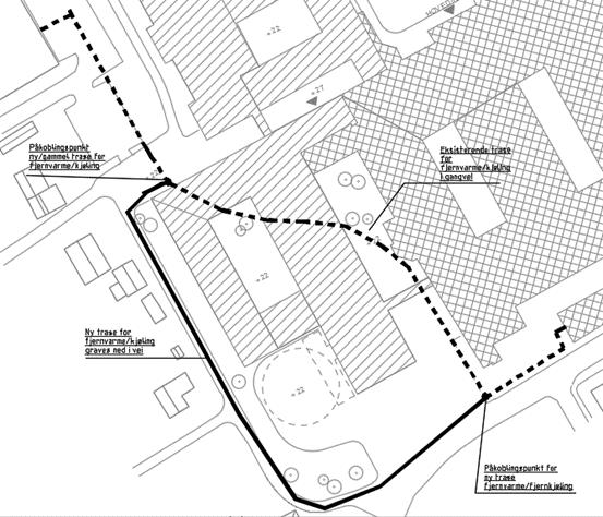 Omlegging infrastruktur rundt byggeplass.