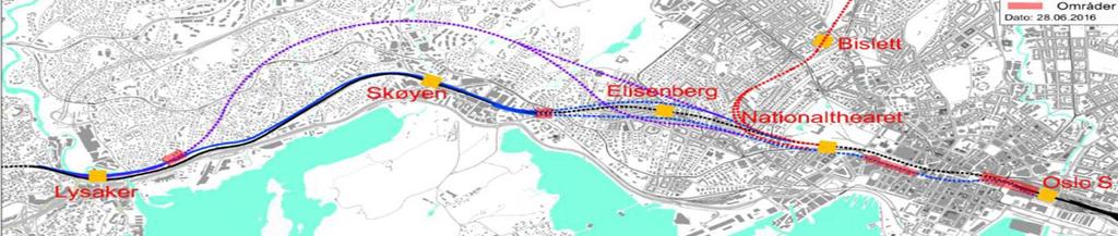 Ny Oslotunnel Lysaker Oslo S I planleggingsfase, forskjellige