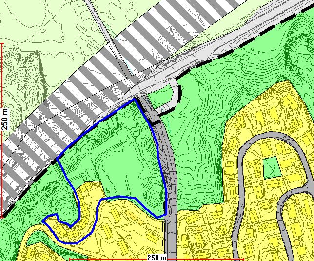 ROS (FLOM, RAS/SKRED M.M.) FOLKEHELSE (mørk rosa). Områdets brukspotensiale endres med E-18 i tunnel enten det blir nytt boligområde eller tap av rekreasjonsområde.