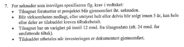 Side 5 av 8 Fra fondets vedtekter: Rådmannens innstilling: Grane Innkjøpslag SA innvilges et tilskudd på kr 650.000.