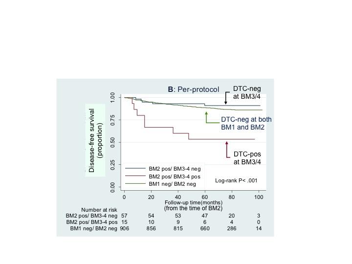 FEC x 6 *BM1: 3 months after FEC Docetaxel (D) x 6 (3qw) ICC staining by pan-cytokeratin mabs AE1AE3 Change in DTC status after