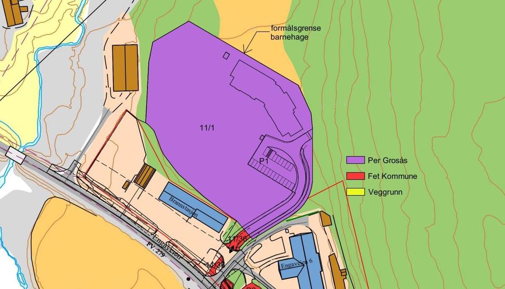 EIENDOMSFORHOLD Rammesøknaden berører følgende eiendommer: Gnr. 11/ 1 Per Grosås Gnr. 11/ bnr. 8, 22, og 36 Fet kommune Gnr. 210 bnr.