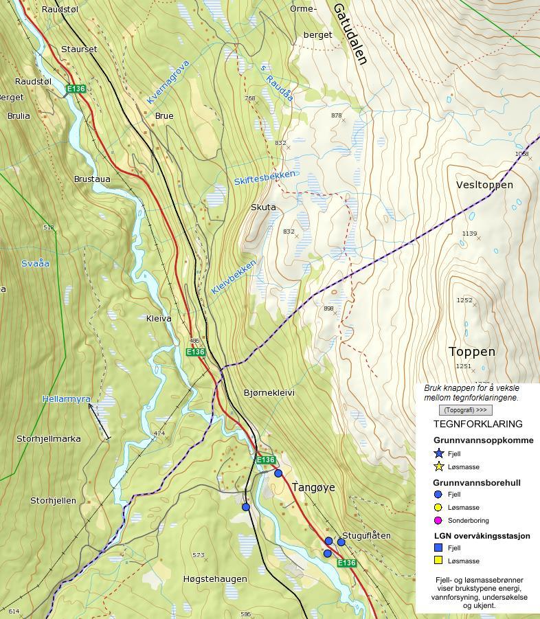 Ved gårdsbruket Tangøye er det en brønn som gir vannforsyning (300 meter nord for eiendom) (figur 14). Ved Stuguflåten er det tre brønner, men bare den sørligste er i bruk.