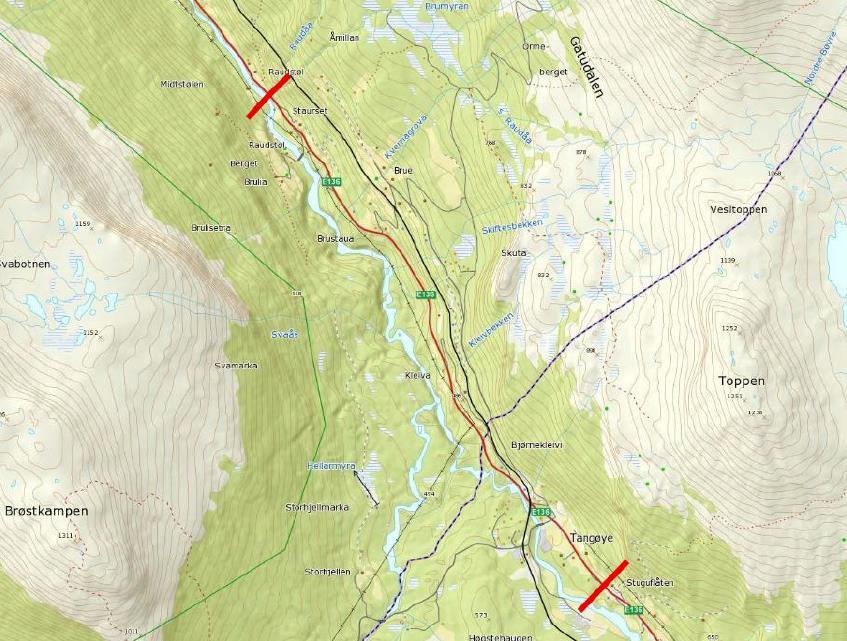 E136 STUGUFLÅTEN - RAUDSTØL Det planlegges en utvidelse av E136 mellom Stuguflåten i Lesja kommune, Oppland, til Raudstøl i Rauma kommune, Møre og Romsdal.