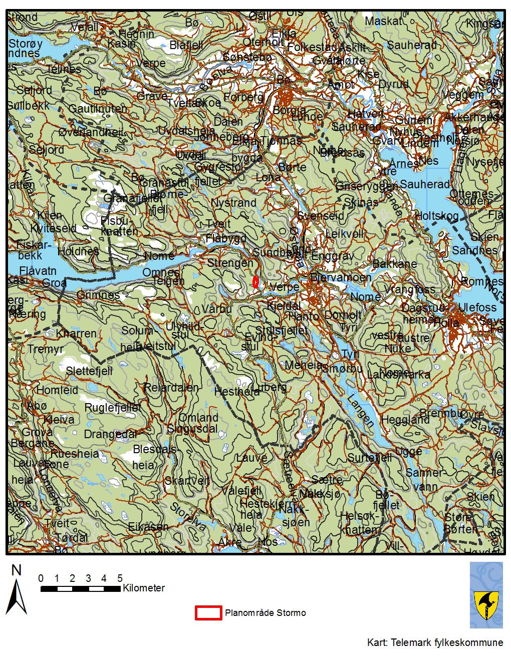 Kartet viser planområdets