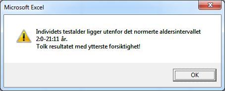 I resultatsammenstillingen vil det stå Advarsel: Ingen egen normgruppe