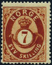 Best.nr.: 2850 2 skilling ultramarin posthorn 1872/75. Stemplet.